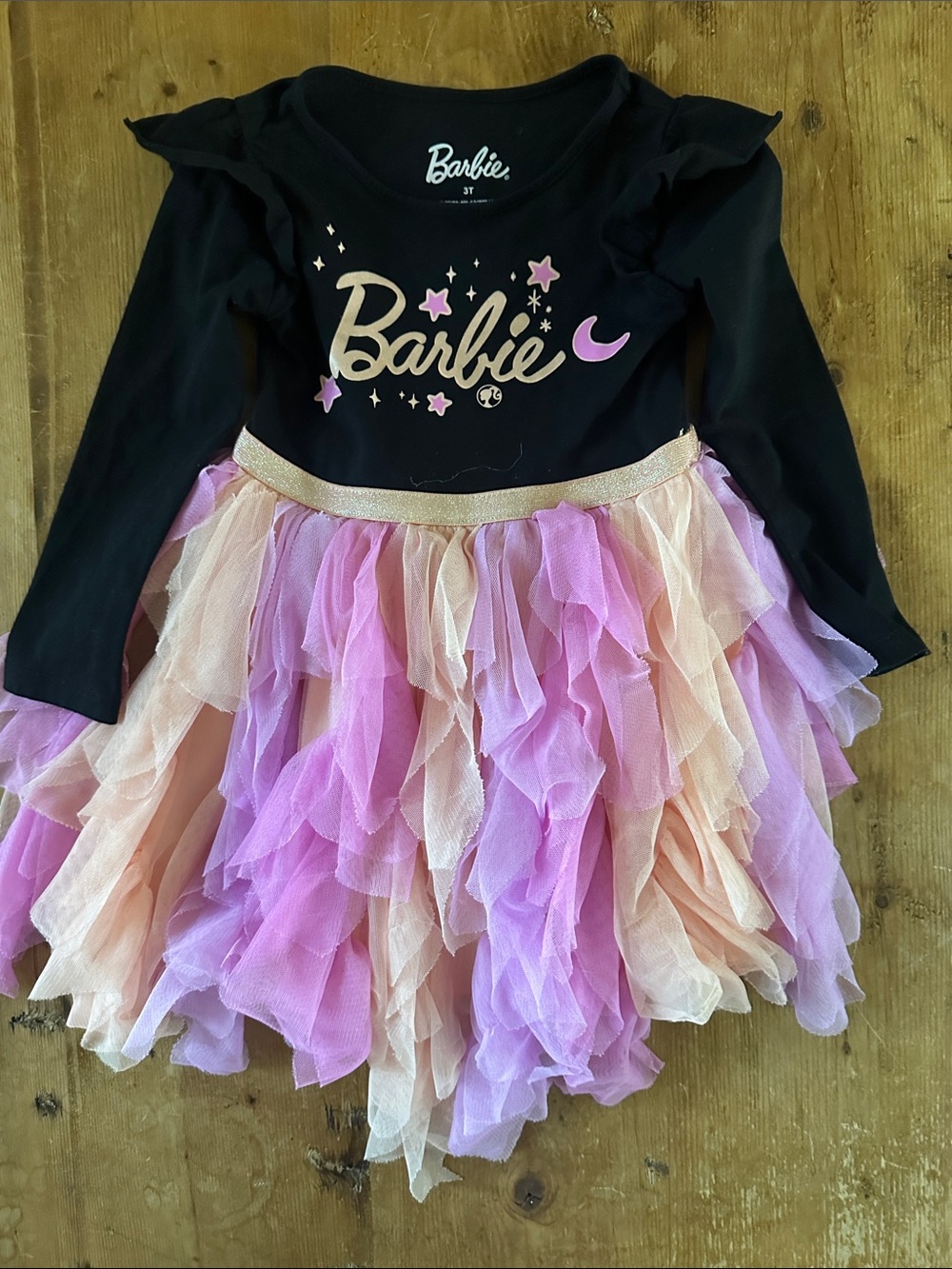 BARBIE GIRLS DRESS WITH MULTI COLOR TULLE 3T EXCELLENT HALLOWEEN DRESS UP